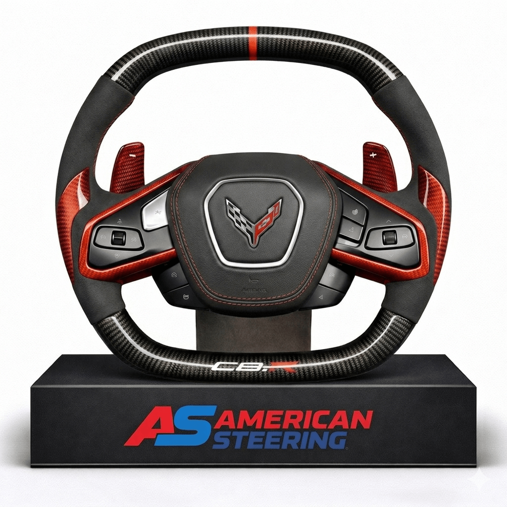 Corvette C8/Z06 - C8R Inspired Style Carbon Fiber Steering Wheel With Alcantara