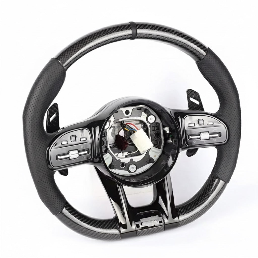 (2015-2022) Mercedes-Benz C63/C43/E63/G63 - Carbon Fiber Steering Wheel With Leather - American Steering