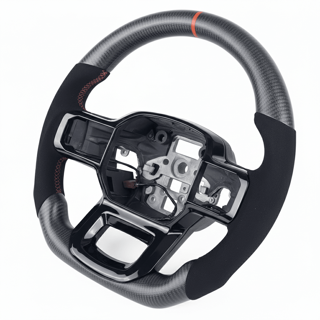(2018-2024) Ford Raptor – Matte Carbon Fiber With Leather Steering Wheel