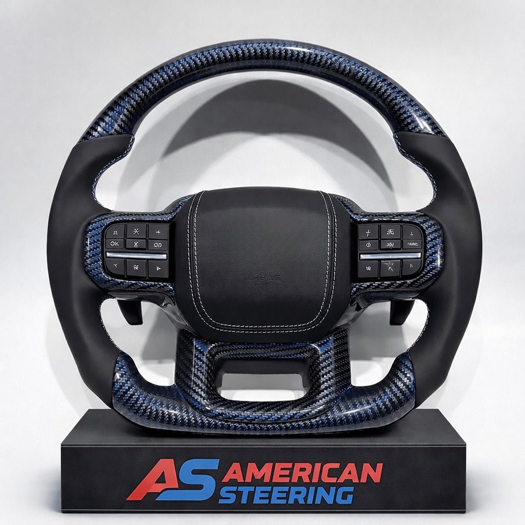 Ford Raptor - Custom Blue Carbon Fiber Steering Wheel With Leather Grips
