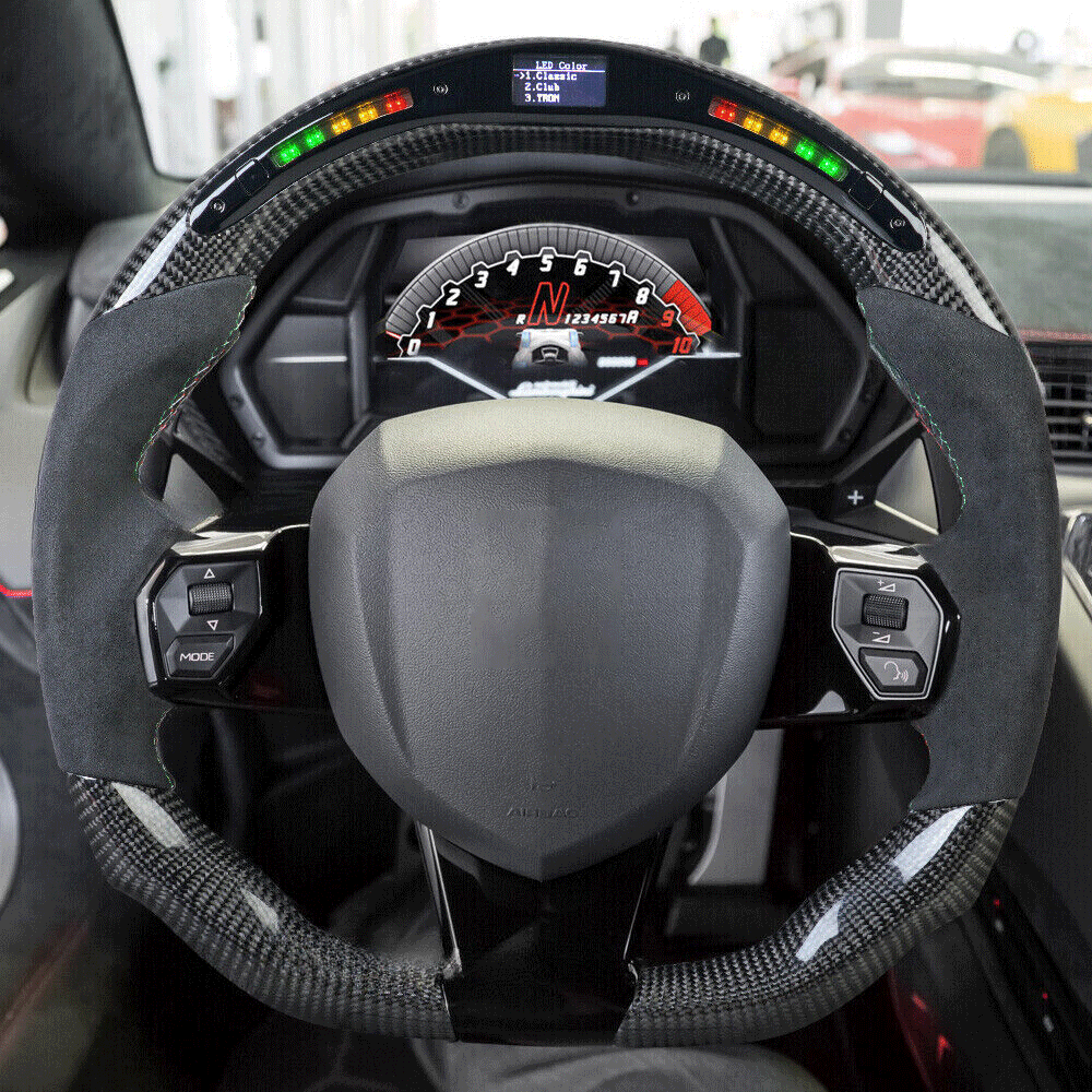 Lamborghini Aventador/S/SV/SVJ/Ultimae - Carbon Fiber Steering Wheel With Alcantara & Led Display - American Steering