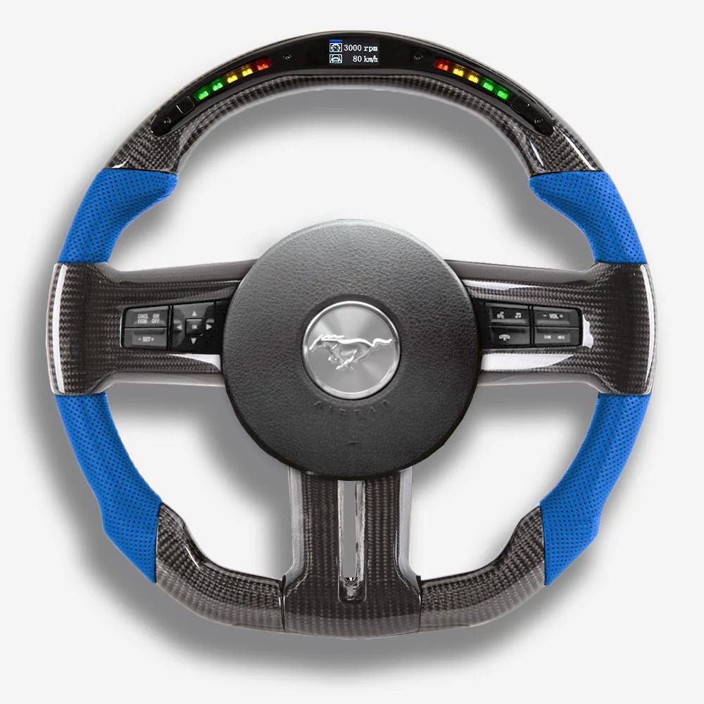 2010-2014 Ford Mustang - Custom Carbon Fiber Steering Wheel With Red Leather
