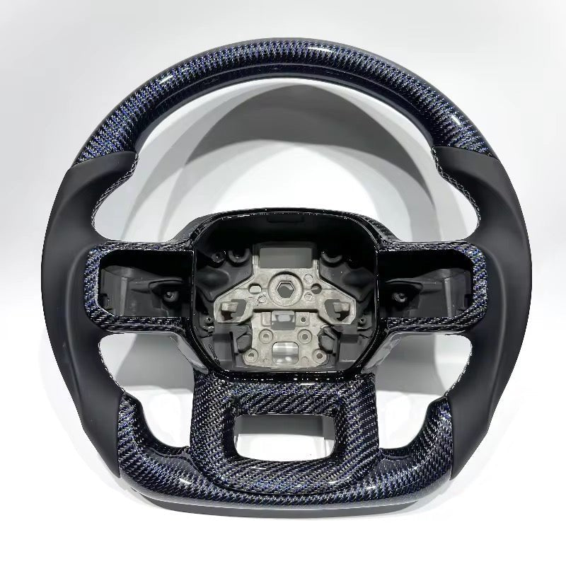 Ford Raptor - Custom Blue Carbon Fiber Steering Wheel With Leather Grips
