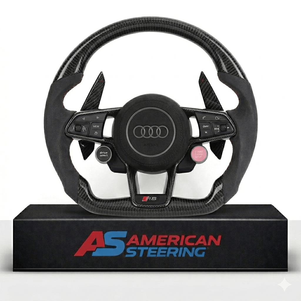 Audi – Carbon Fiber Steering Wheel with Paddle Shifters & Alcantara (2017–2025)