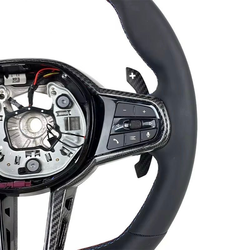 (2020+) BMW M2/M3/M4/M5/M8 - Carbon Fiber Steering Wheel With Leather - American Steering