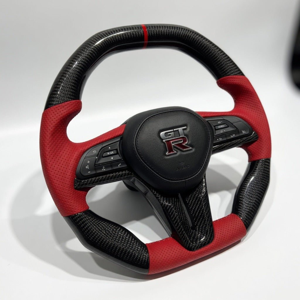 2017+ Nissan GTR - Leather & Carbon Fiber Steering Wheel