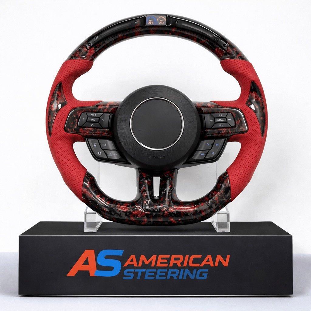 Ford Mustang (2018–2023) - Gloss Carbon Fiber Steering Wheel with Leather & Led Display