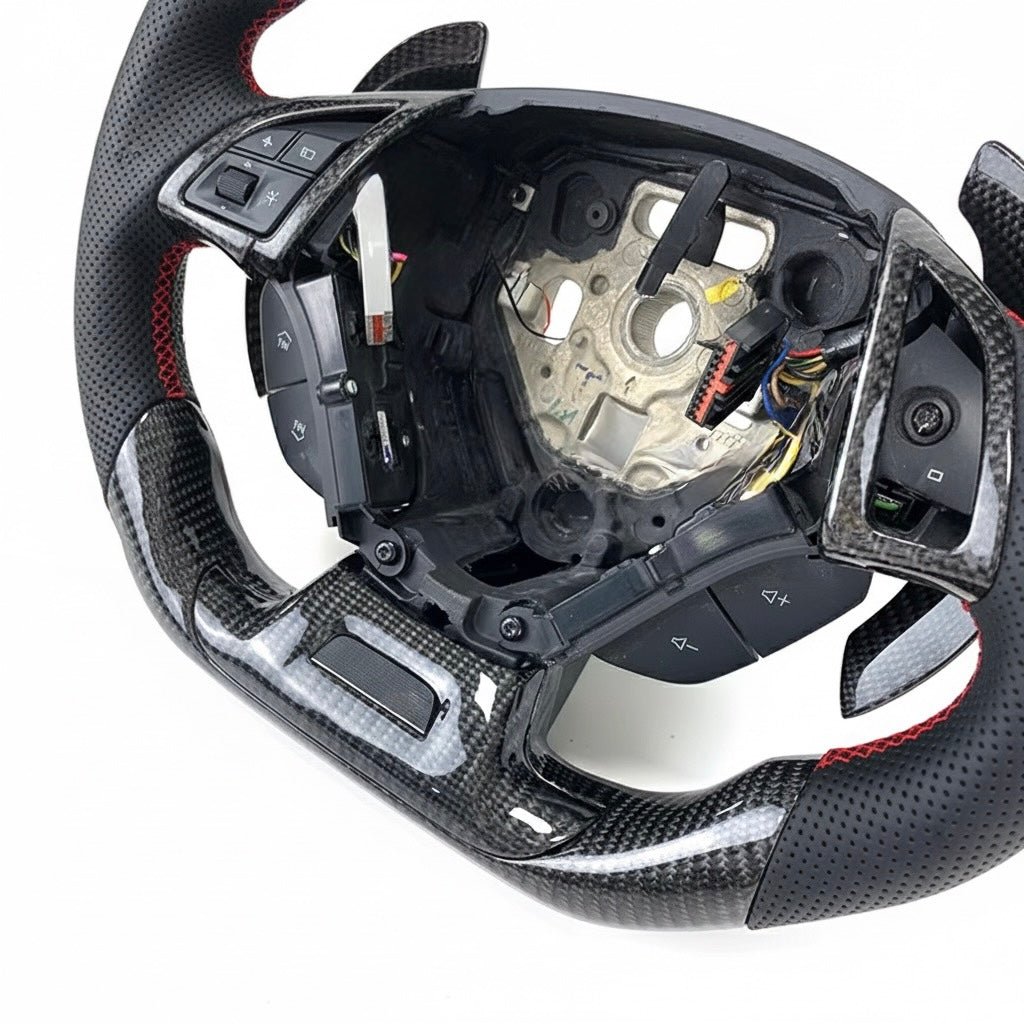(2017-2024) Chevrolet Camaro - Carbon Fiber With Leather & Led Display Steering Wheel - American Steering