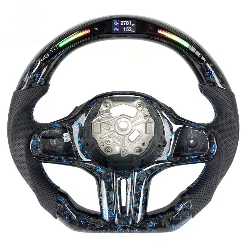 (2020+) BMW M2/M3/M4/M5/M8 - Forged Carbon Fiber Steering Wheel With Leather & Led Display - American Steering