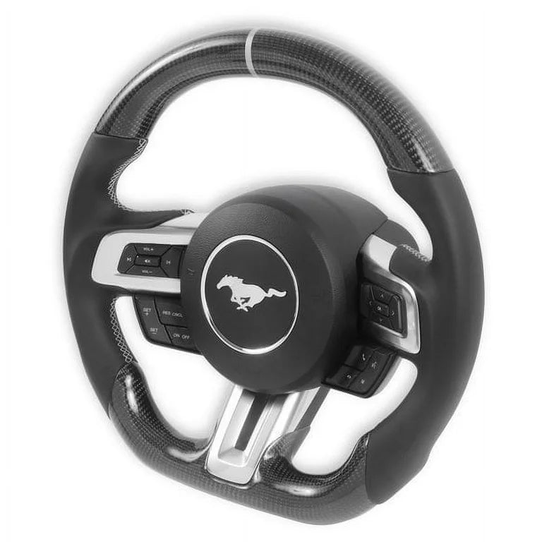 Ford Mustang (2015–2023) Carbon Fiber Steering Wheel with Leather & LED Display