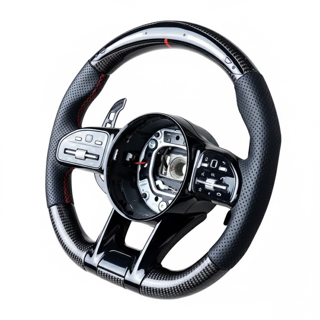 (2015-2019) Mercedes-Benz C63/C43 - Carbon Fiber Steering Wheel With Leather & Led Display - American Steering