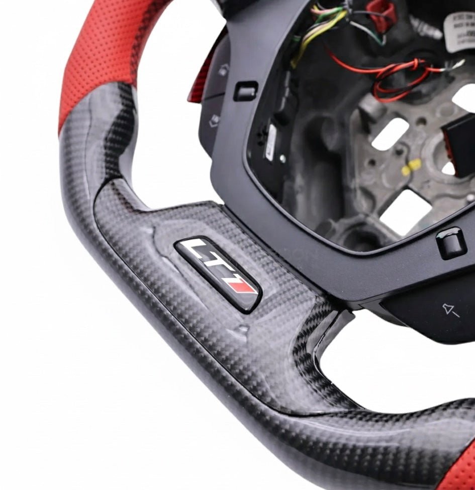 (2017-2024) Chevrolet Camaro - Carbon Fiber With Leather & Led Display Steering Wheel - American Steering
