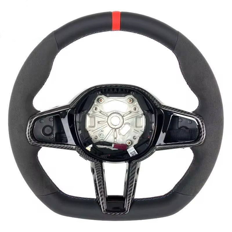 BMW G20 G30 G80 G82 G87 M2 M3 M4 M340I - Custom Leather With Alcantara Carbon Fiber Steering Wheel