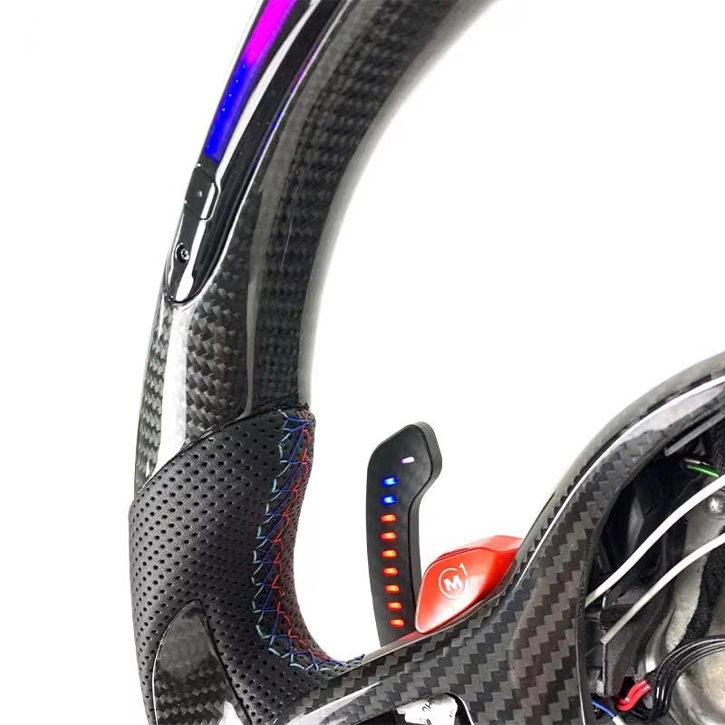 (2020+) BMW M2/M3/M4/M5/M8 - Leather Carbon Fiber Steering Wheel With Led - American Steering