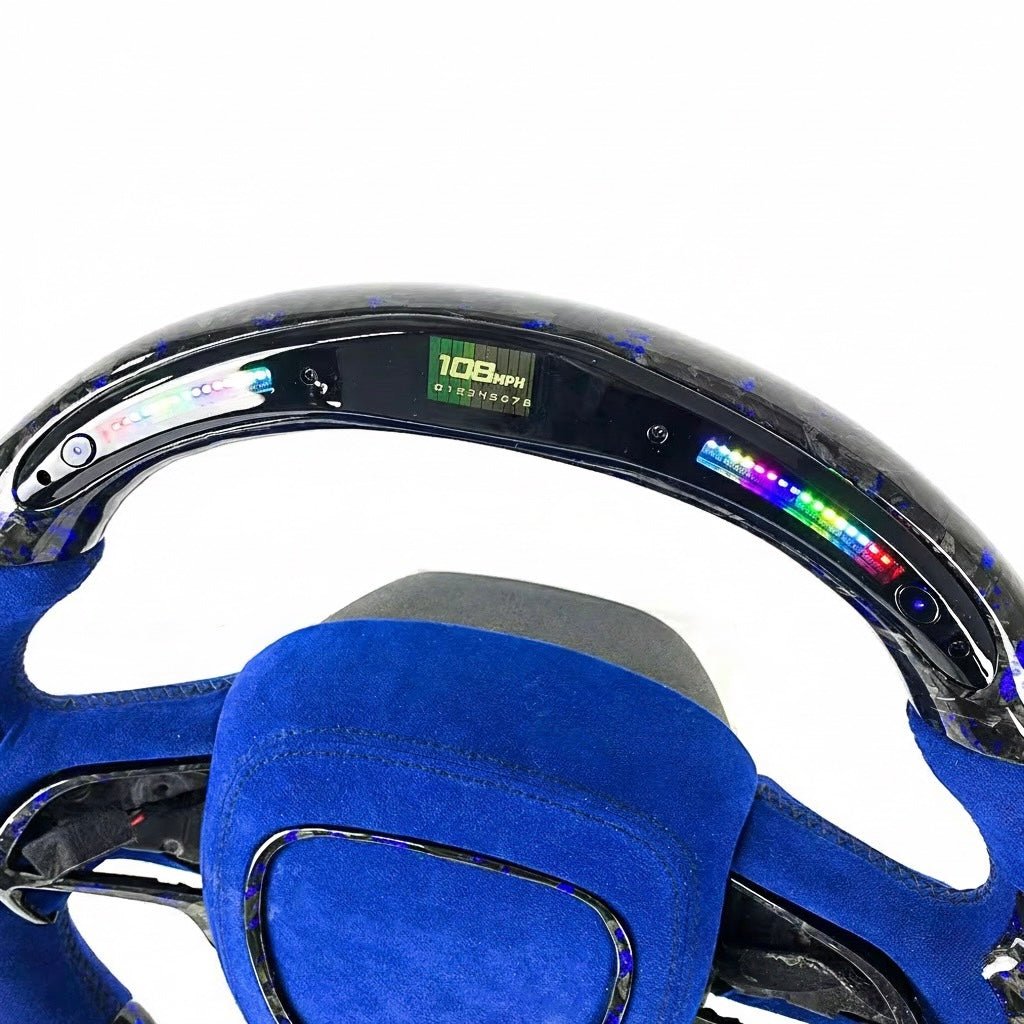 2015-2023 Dodge Durango/Charger/Challenger - Forged Carbon Fiber Steering Wheel With Leather & Led Display - American Steering