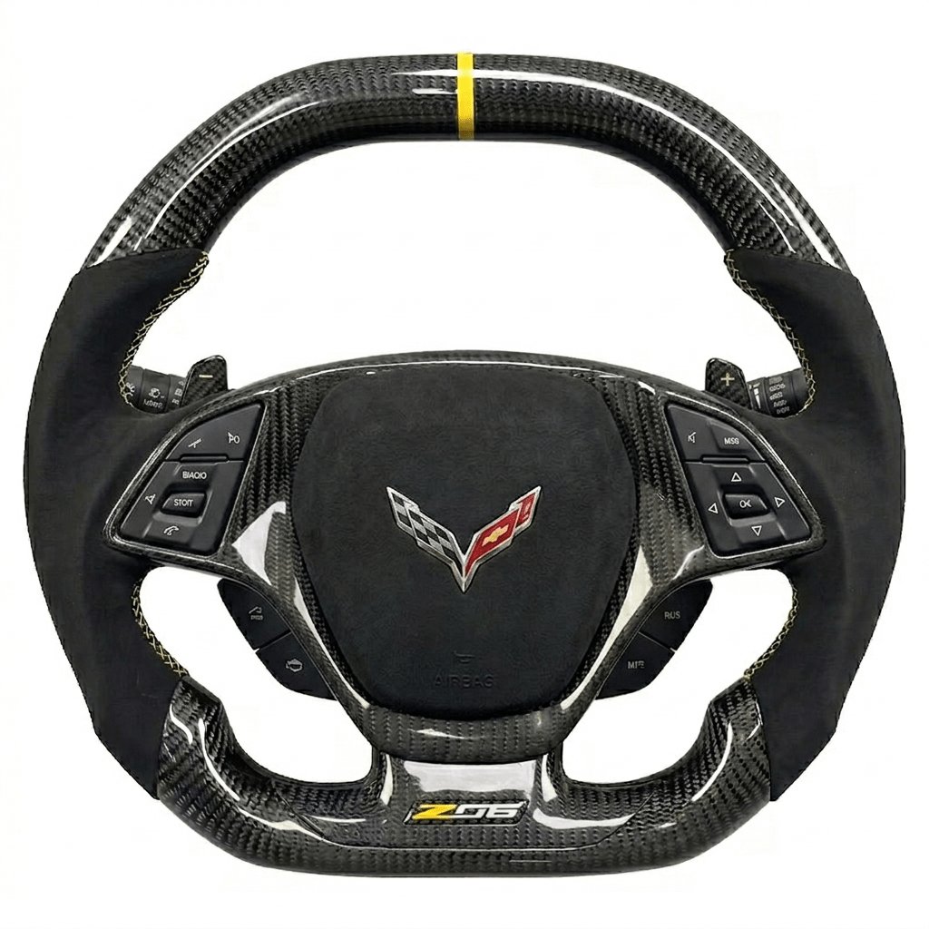 Corvette C7 Z06 - Carbon Fiber Steering Wheel With Led Display & Alcantara
