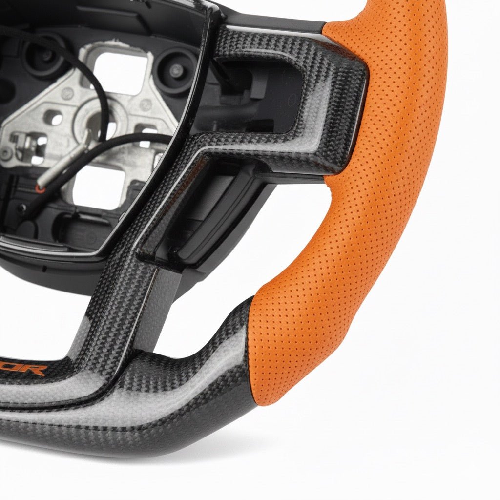 (2015-2020) Ford Raptor F150/F250/F350 – Carbon Fiber Steering Wheel With Leather - American Steering