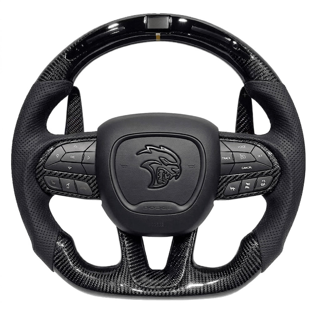 Dodge - Carbon Fiber Steering Wheel With Led Display & Paddle Shifters