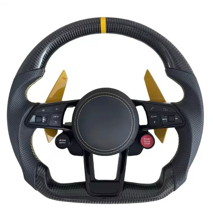 2017+ Audi S3/S4/S5/S7/RS3/RS4/RS5/RS6/RS7/R8 - Carbon Fiber Steering Wheel With Leather - American Steering