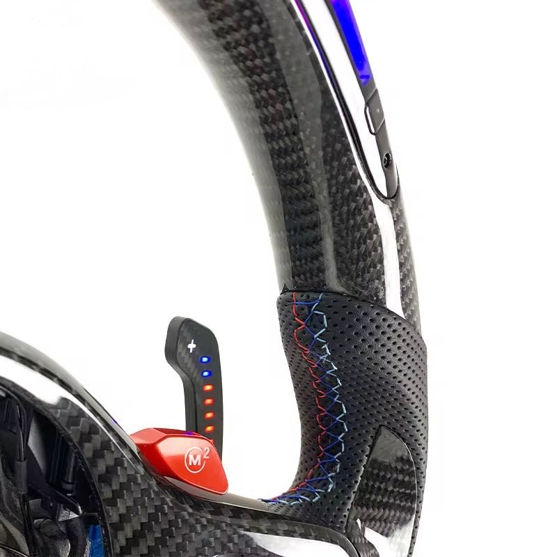 (2020+) BMW M2/M3/M4/M5/M8 - Leather Carbon Fiber Steering Wheel With Led - American Steering