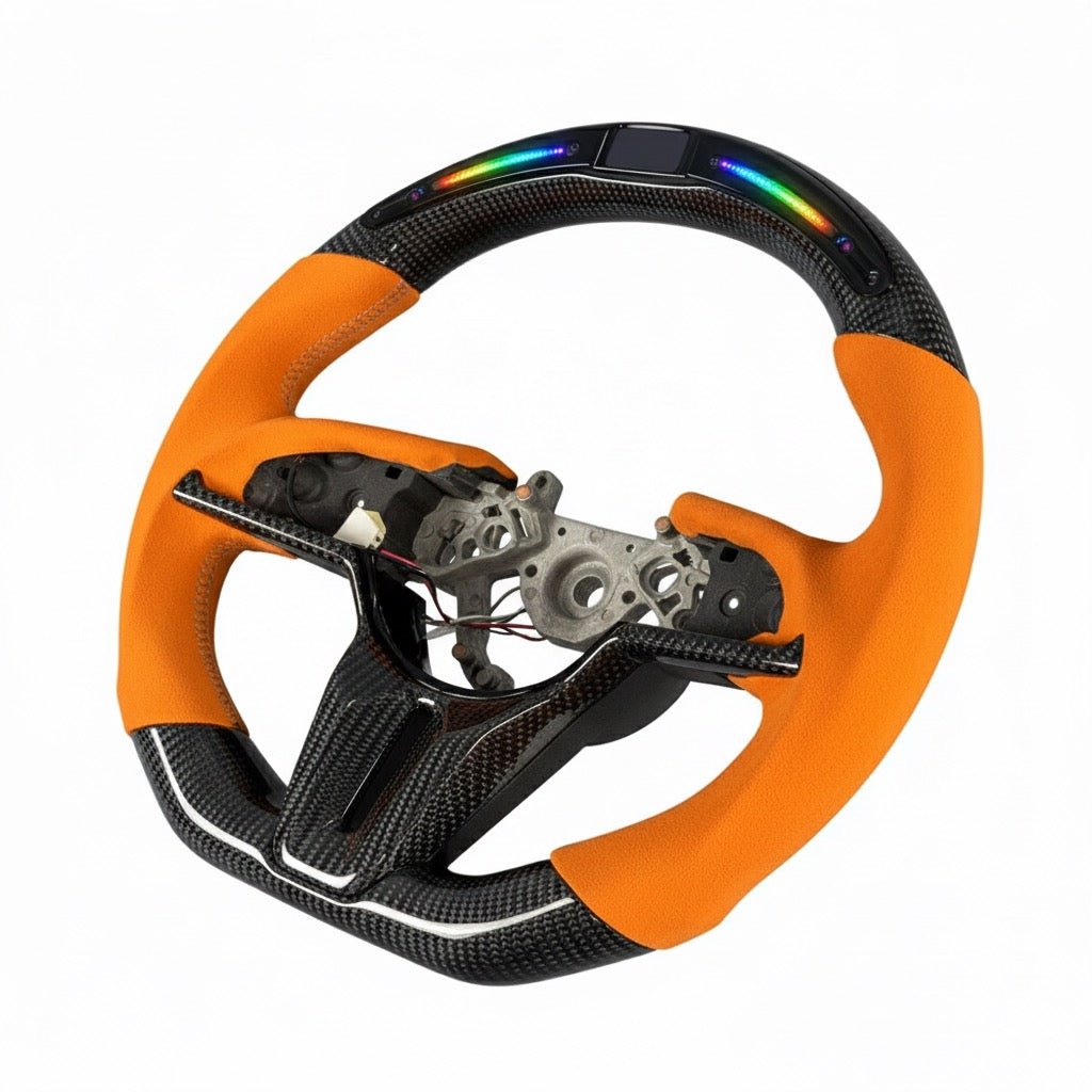 (2017-2021) Nissan GTR - Carbon Fiber Steering Wheel With Leather & Led Display - American Steering