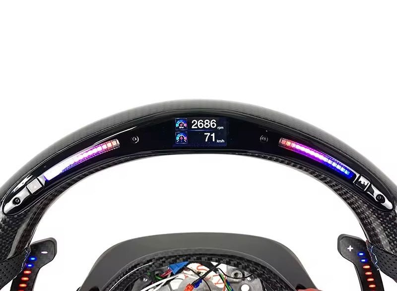 (2020+) BMW M2/M3/M4/M5/M8 - Leather Carbon Fiber Steering Wheel With Led - American Steering