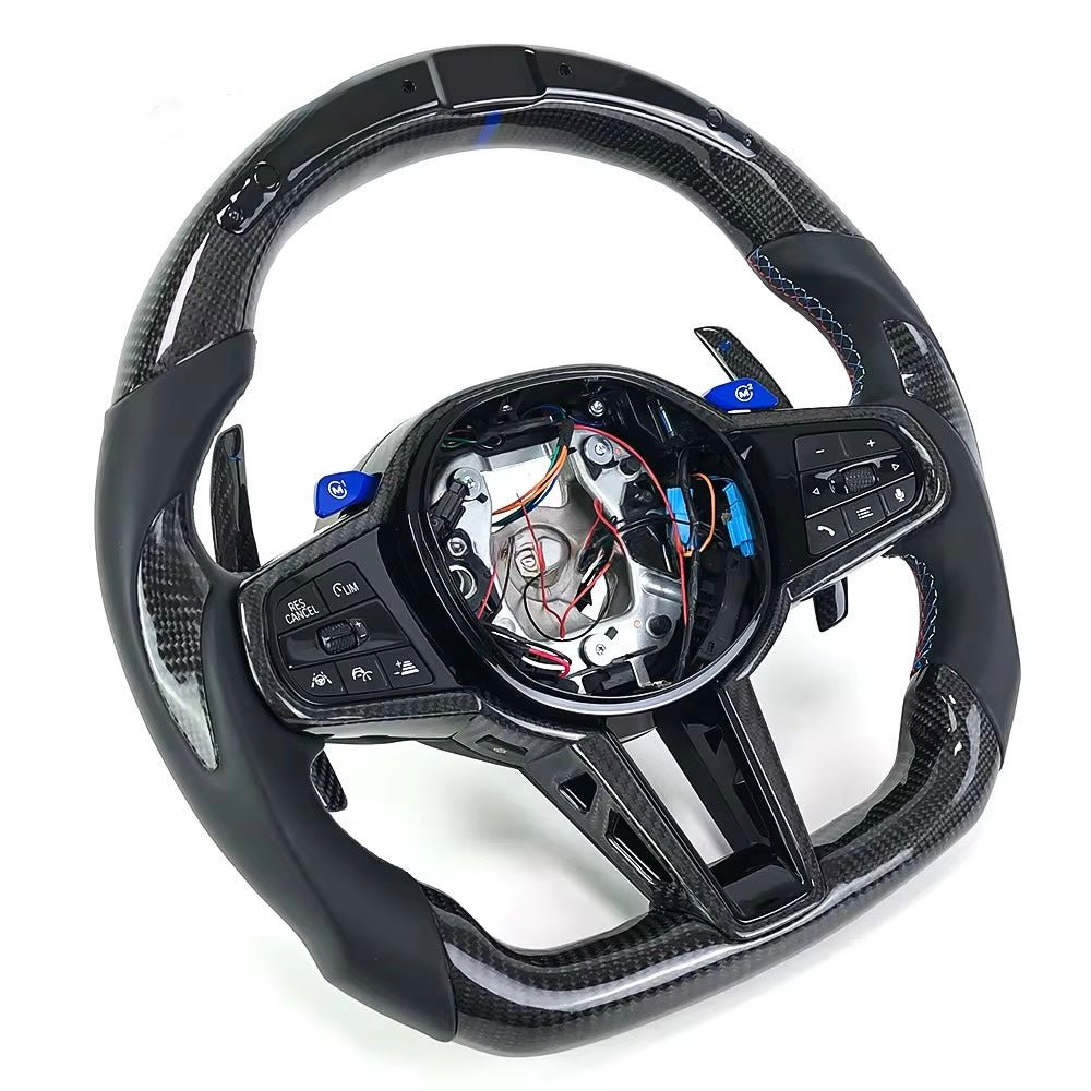 BMW G20 G30 G80 G82 G87 M2 M3 M4 M340I - Custom Carbon Fiber With Smooth Leather & Led Display Steering Wheel