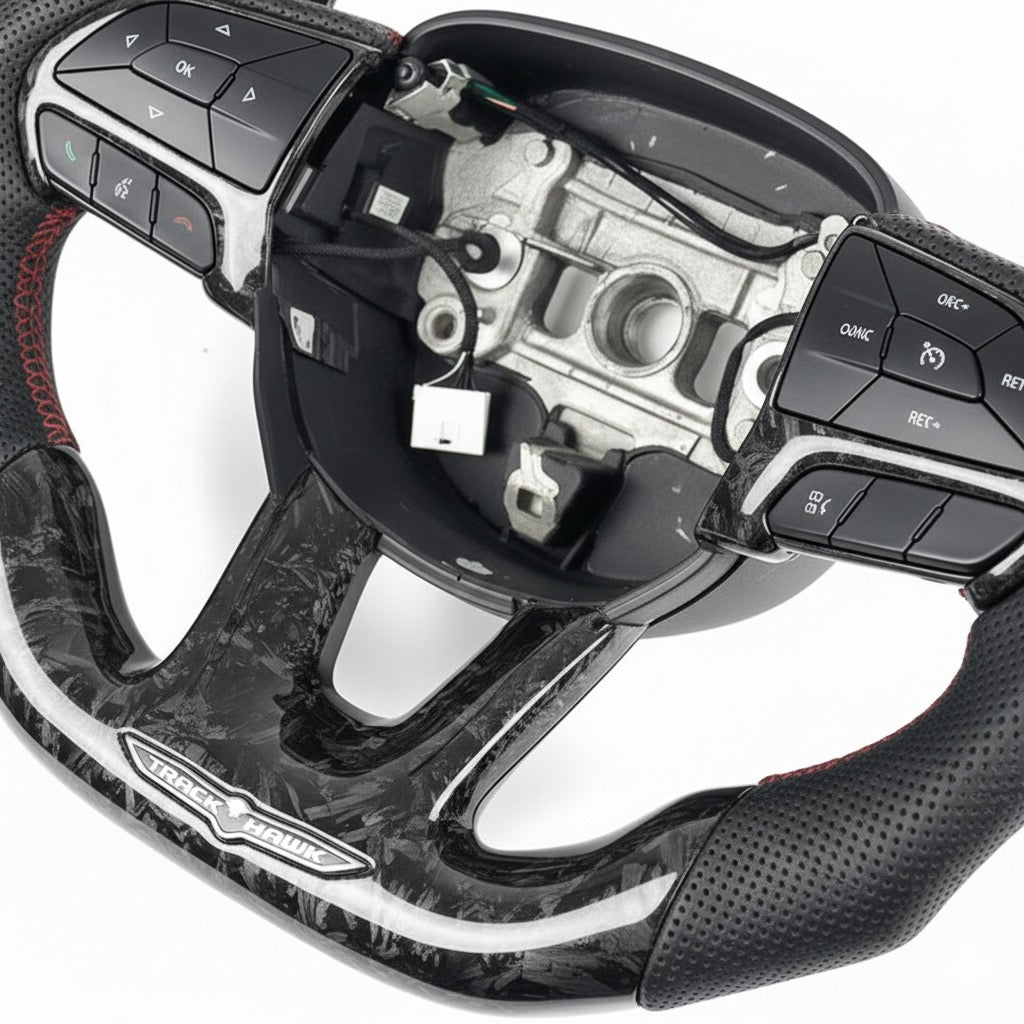 (2015-2020) Jeep Grand Cherokee/Trackhawk/SRT - Forged Carbon Fiber Steering Wheel With Leather - American Steering