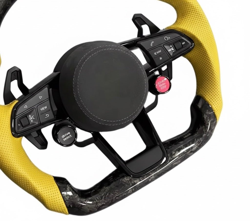 2017+ Audi S3/S4/S5/S7/RS3/RS4/RS5/RS6/RS7 - Forged Carbon Fiber With Leather Steering Wheel - American Steering