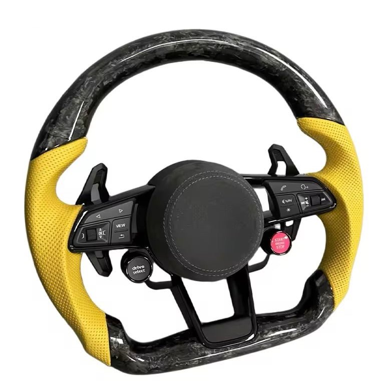 2017+ Audi S3/S4/S5/S7/RS3/RS4/RS5/RS6/RS7 - Forged Carbon Fiber With Leather Steering Wheel - American Steering