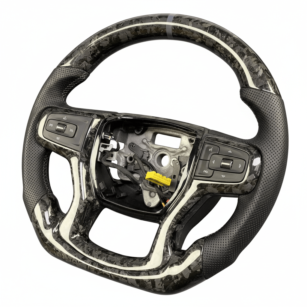 2019+ Chevrolet Silverado/Tahoe - Full Carbon Fiber Steering Wheel With Leather