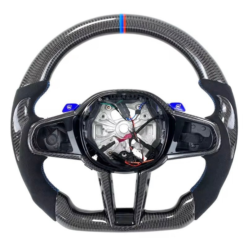 BMW G20 G30 G80 G82 G87 M2 M3 M4 M340I - Custom Carbon Fiber With Alcantara Steering Wheel