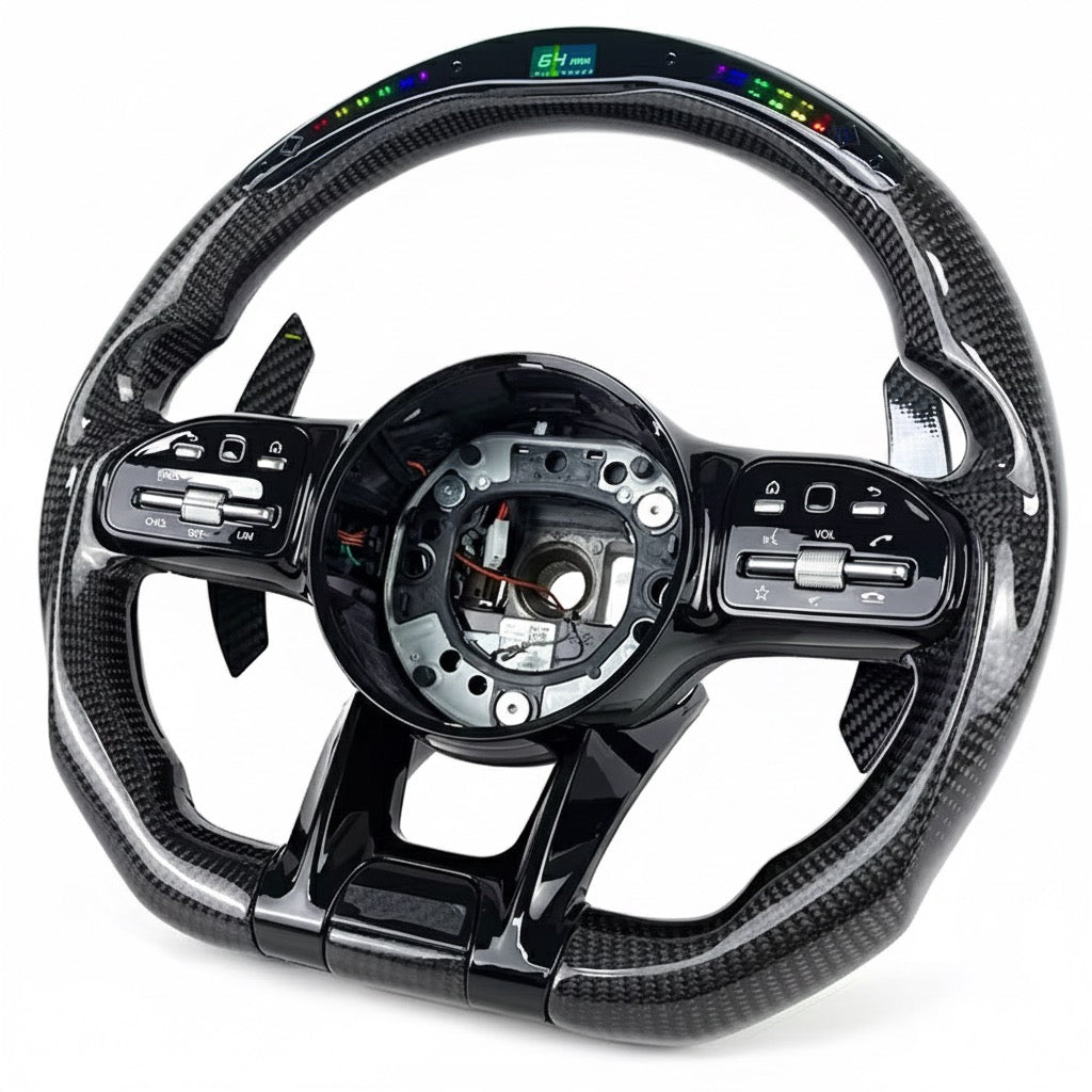 (2017-2022) Mercedes-Benz - Full Exposed Carbon Fiber Steering Wheel With Led Display - American Steering