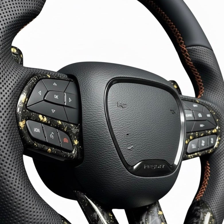 (2015-2023) Jeep Grand Cherokee/SRT/HELLCAT - Half Carbon Fiber Steering Wheel With Leather - American Steering
