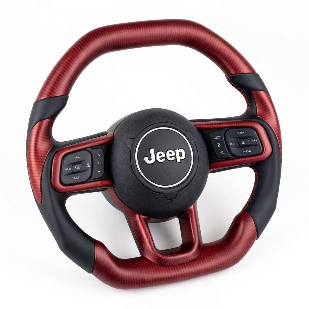 2018+ Jeep Wrangler - Red Carbon Fiber Steering Wheel