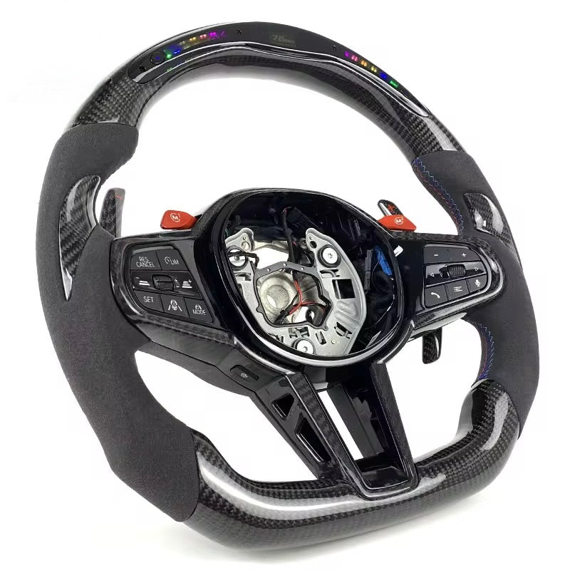 (2020+) BMW M2/M3/M4/M5/M8 - Led Carbon Fiber Steering Wheel With Alcantara - American Steering