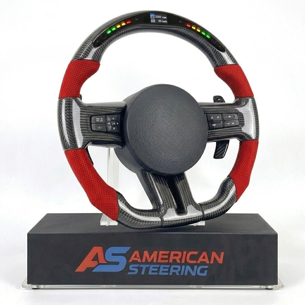 2010-2014 Ford Mustang - Custom Carbon Fiber Steering Wheel With Red Leather