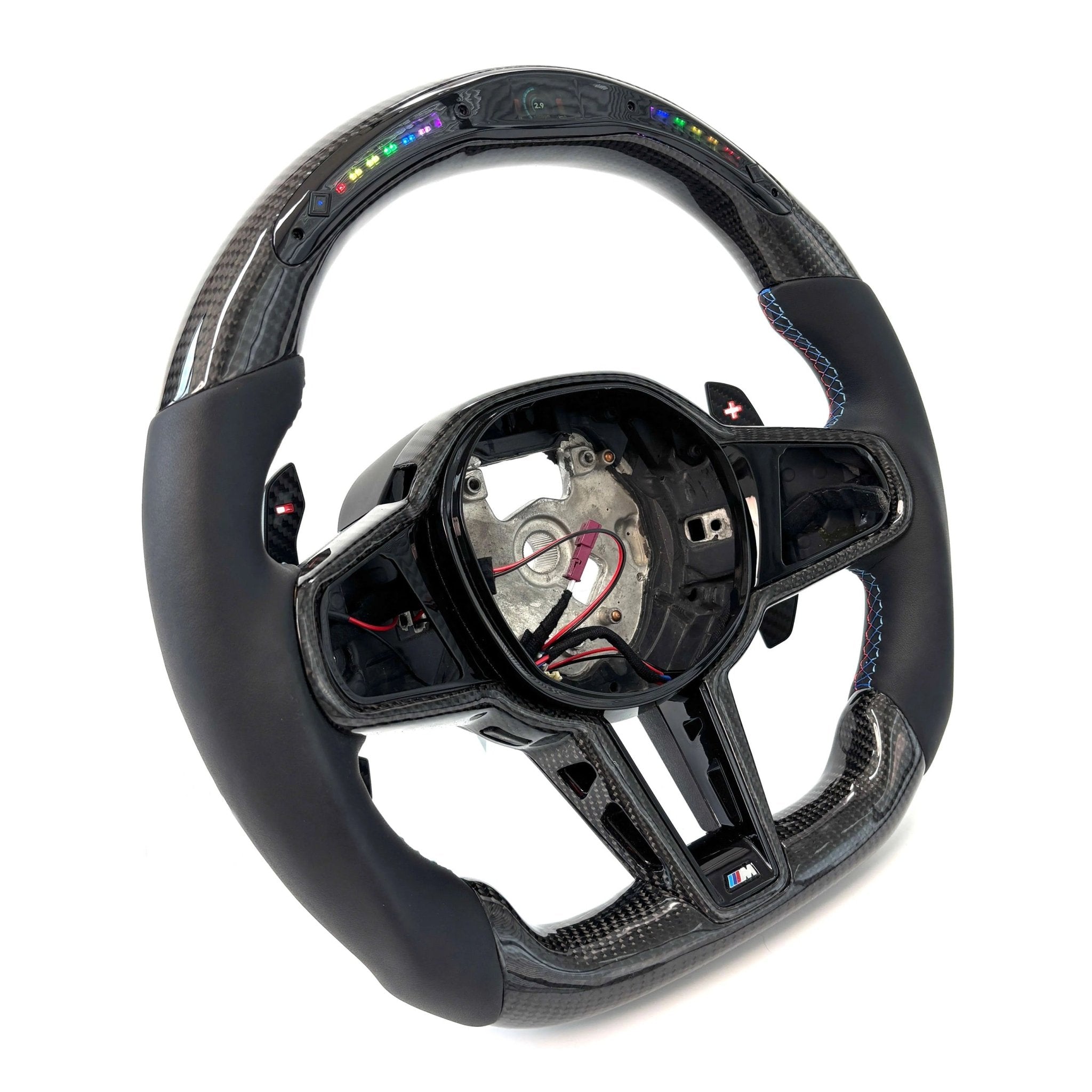 BMW G20 G30 G80 G82 G87 M2 M3 M4 M340I - Custom Carbon Fiber With Smooth Leather Steering Wheel