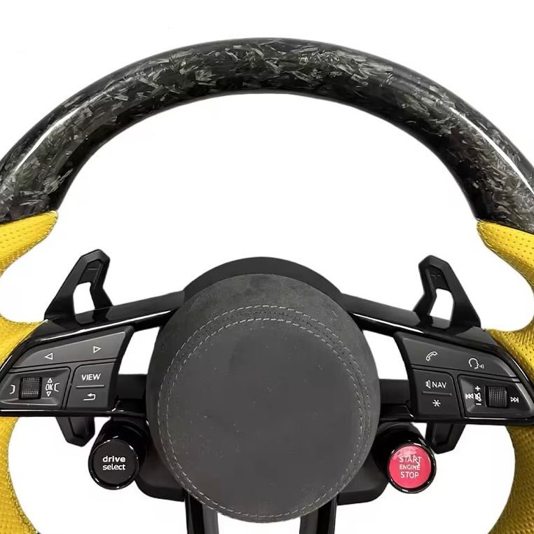 2017+ Audi S3/S4/S5/S7/RS3/RS4/RS5/RS6/RS7 - Forged Carbon Fiber With Leather Steering Wheel - American Steering