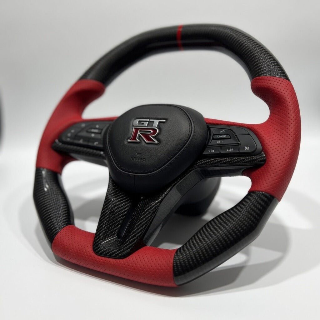 2017+ Nissan GTR - Leather & Carbon Fiber Steering Wheel