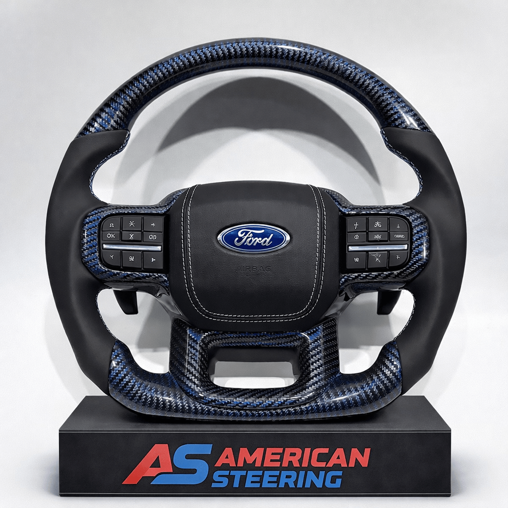 Ford Raptor - Custom Blue Carbon Fiber Steering Wheel With Leather Grips