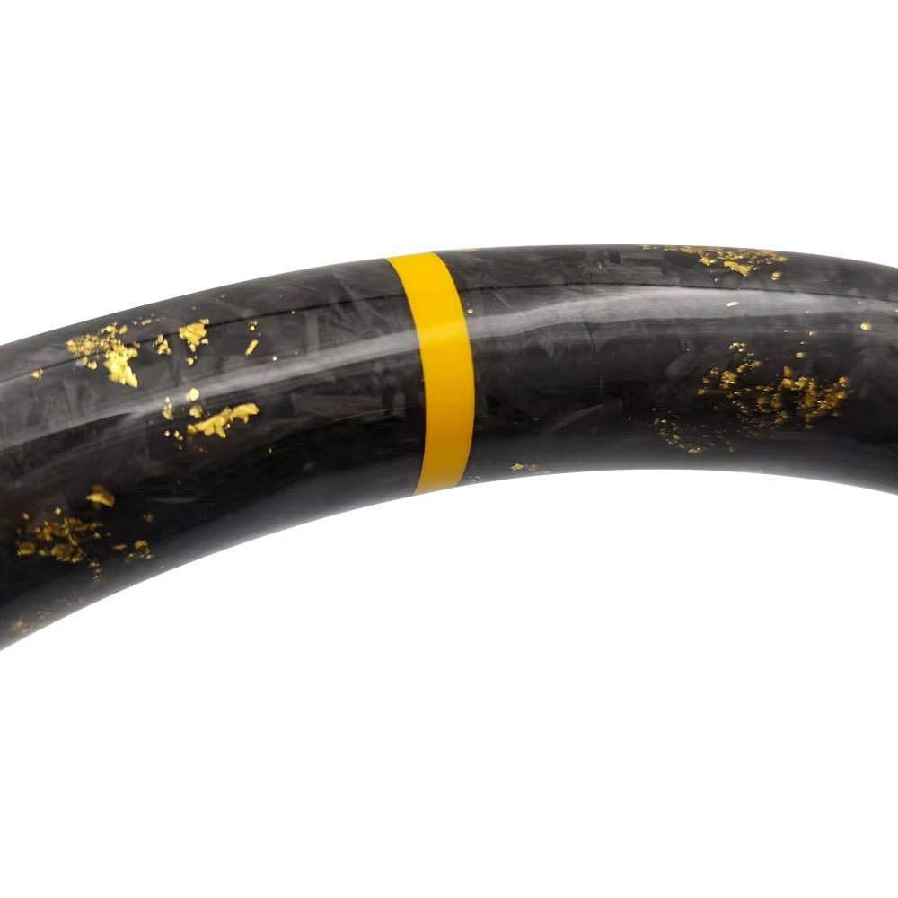 Gold forged carbon fiber steering wheel with leather trim for 2017-2021 Mercedes-Benz by American Steering.