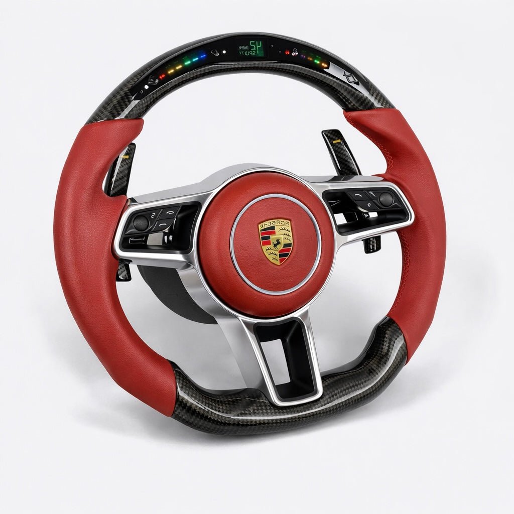 2018+ Porsche - Red Carbon Fiber Steering Wheel With Led Display