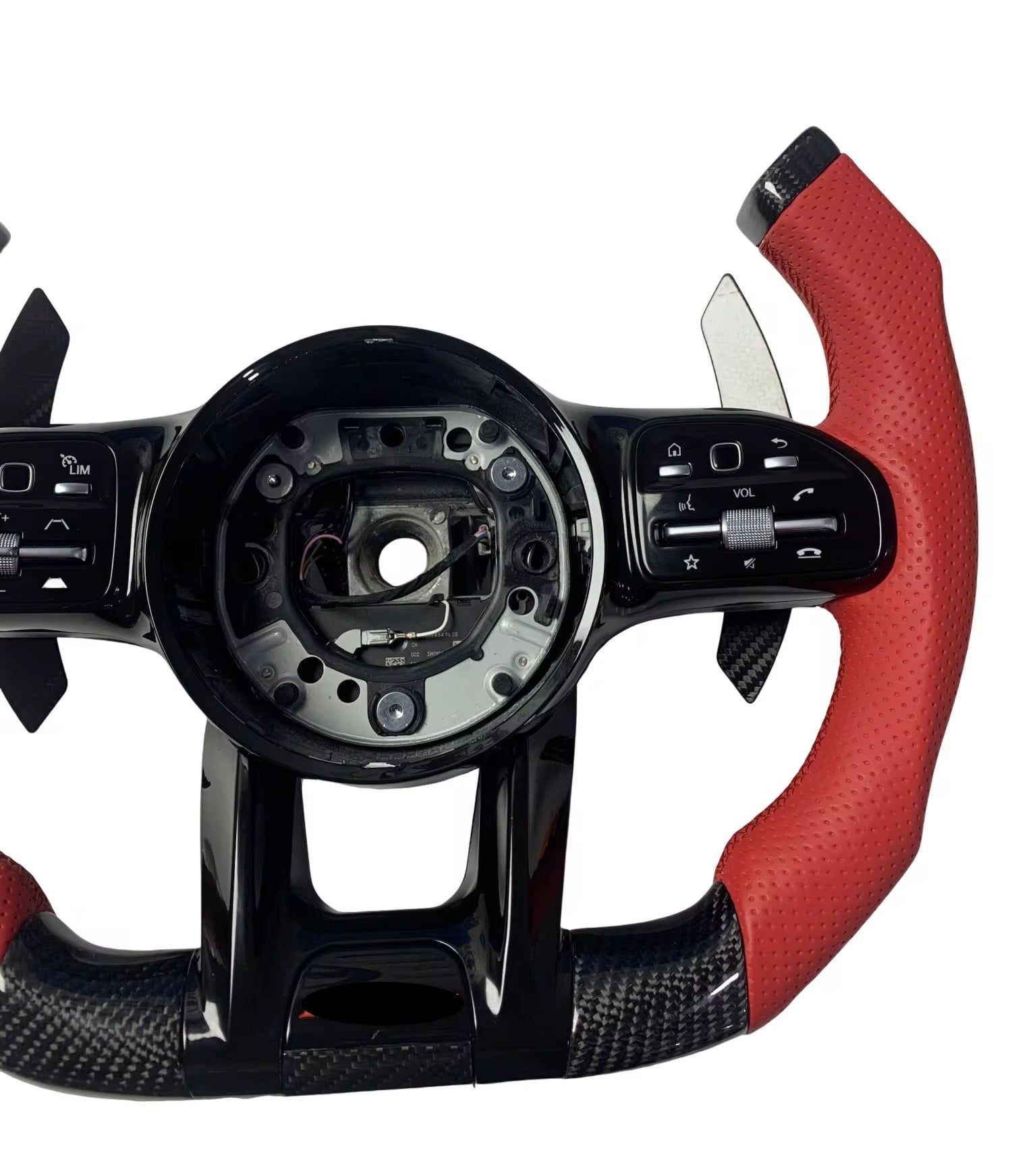 F1 style steering wheel featuring carbon fiber and leather for 2017-2021 Mercedes-Benz by American Steering.