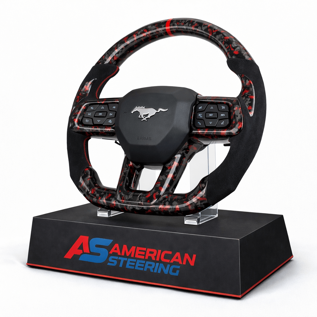2024+ Ford Mustang - Red Forged Carbon Fiber Steering Wheel