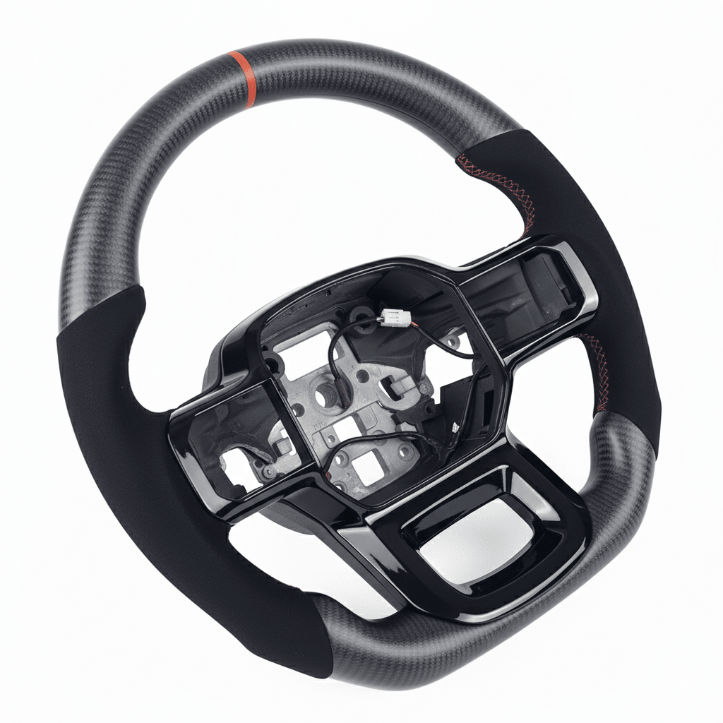 (2018-2024) Ford Raptor – Matte Carbon Fiber With Leather Steering Wheel