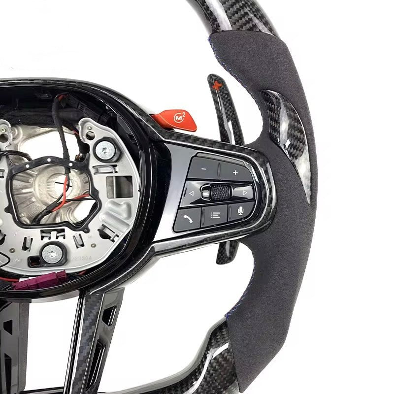 (2020+) BMW M2/M3/M4/M5/M8 - Led Carbon Fiber Steering Wheel With Alcantara - American Steering