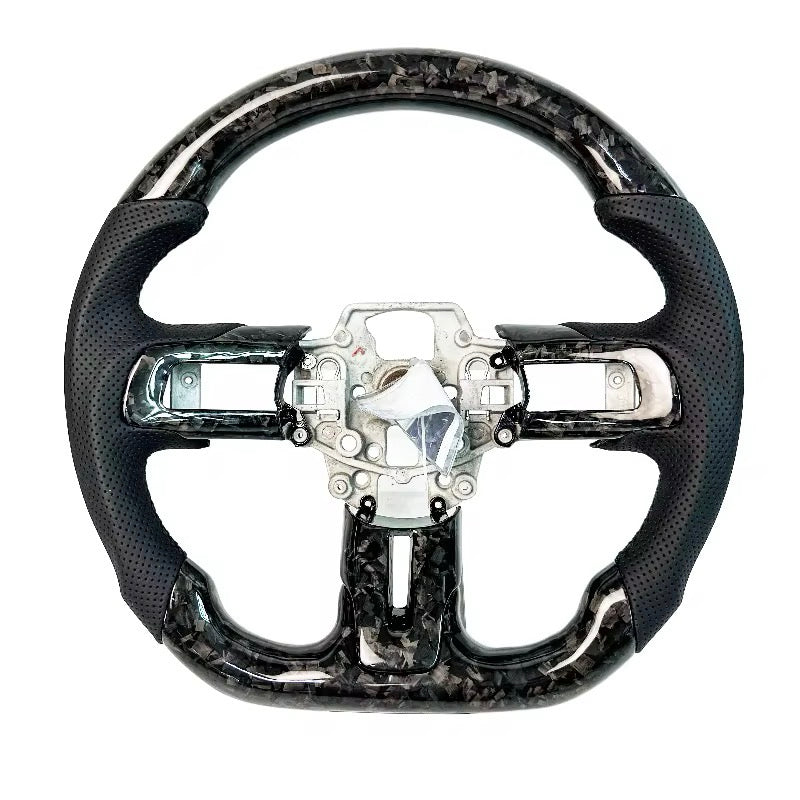 (2018-2023) Ford Mustang - Forged Carbon Fiber and Leather Steering Wheel - American Steering