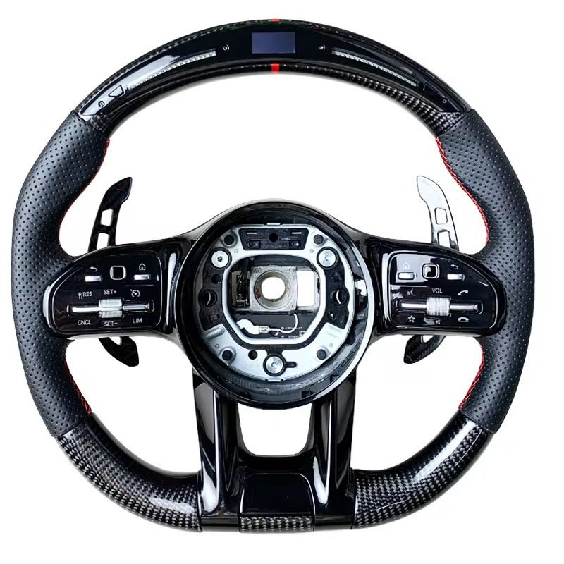 (2015-2019) Mercedes-Benz C63/C43 - Carbon Fiber Steering Wheel With Leather & Led Display - American Steering