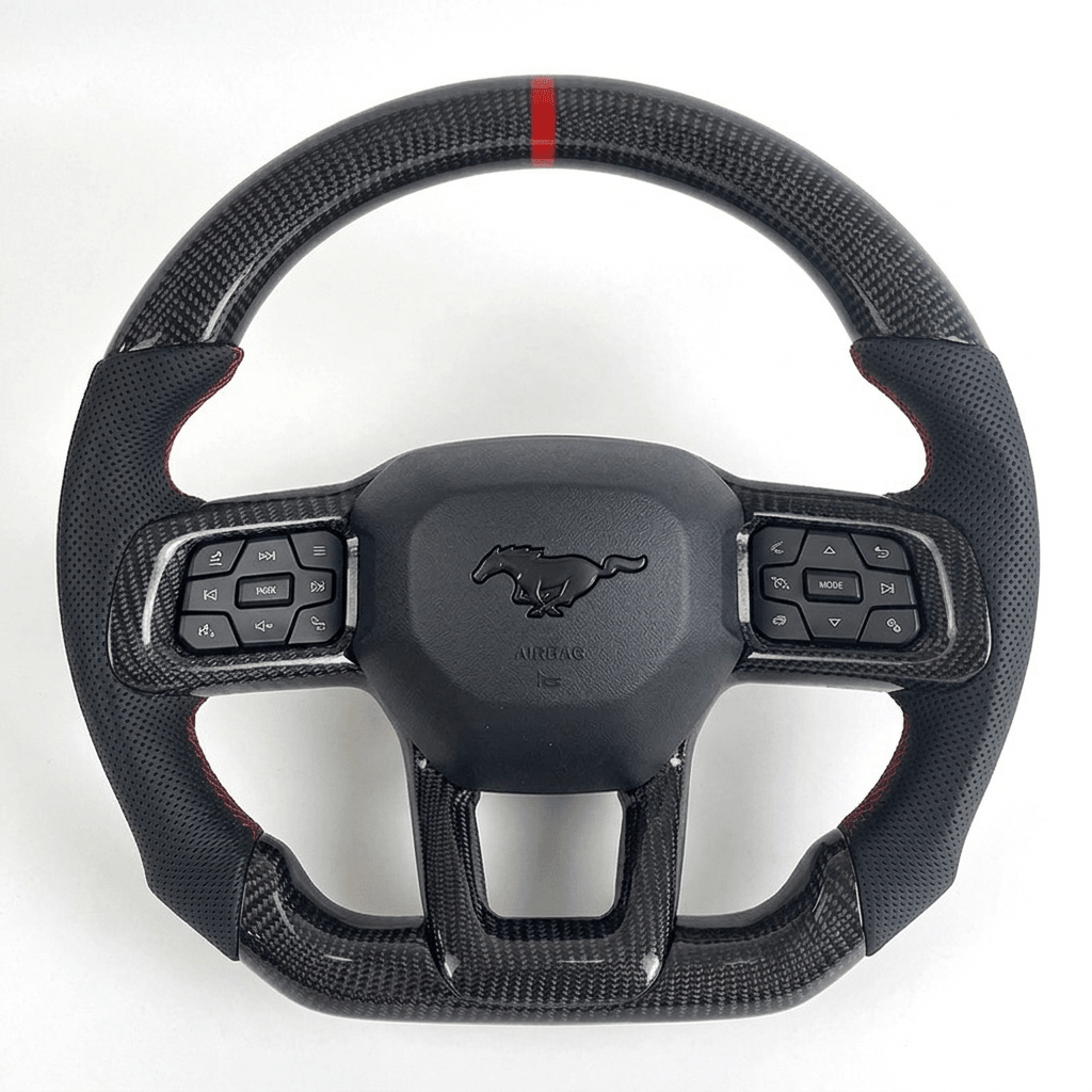 Ford Mustang 2024+ Carbon Fiber With Leather Steering Wheel